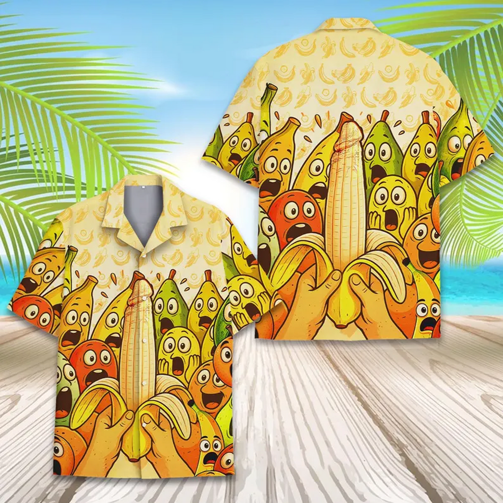 Funny Banana Hawaiian Shirt Cute Tropical Summer Vacation Beach Outfit