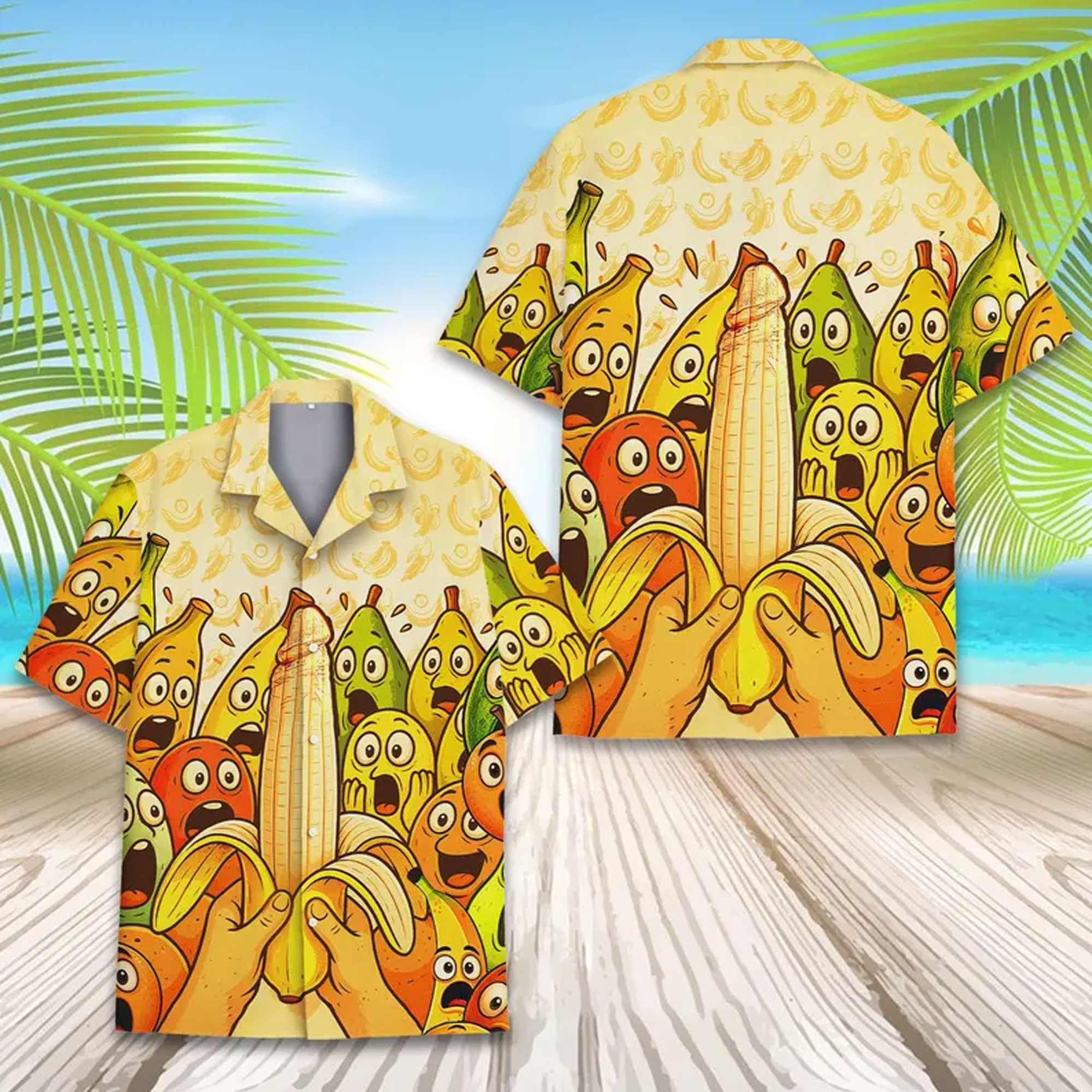 Funny Banana Hawaiian Shirt Cute Tropical Summer Vacation Beach Outfit