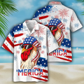 Independence Day Chicken Hawaii Shirt Funny Patriotic Aloha Beach Shirt