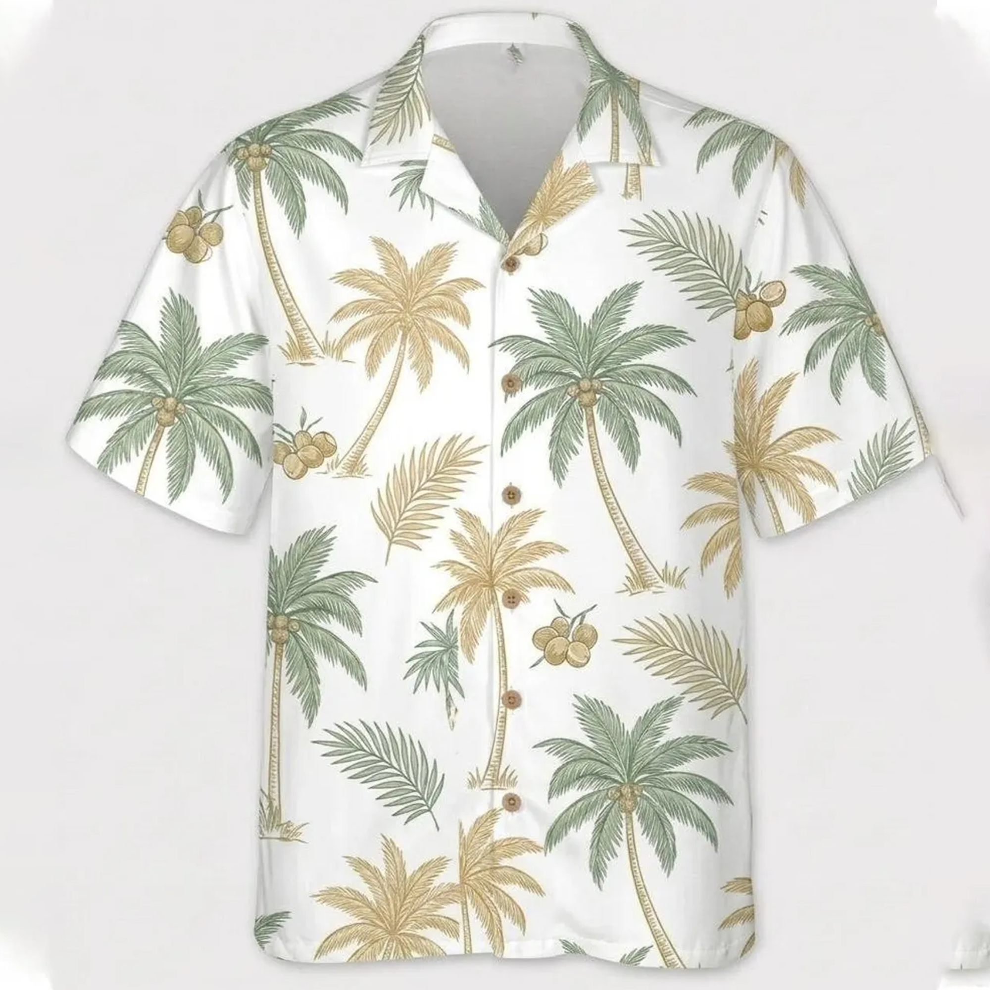 Hawaiian Shirt Men Women Palm Tree Coconut Beach Tropical Aloha Shirt