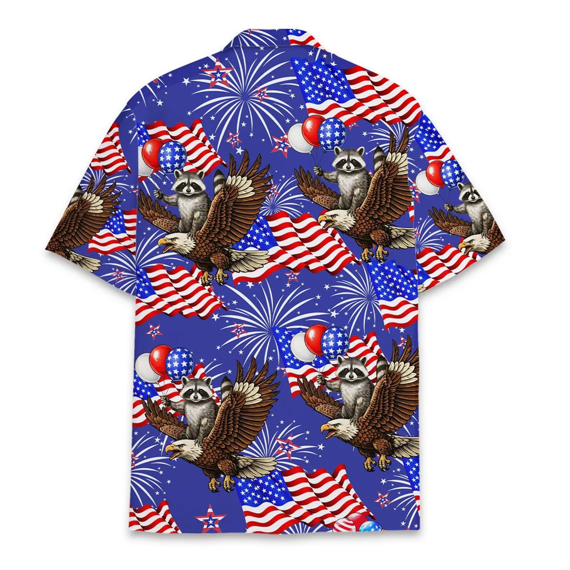 Patriotic Raccoon Hawaiian Shirtt, USA 4th of July Animal Lover Aloha Shirt