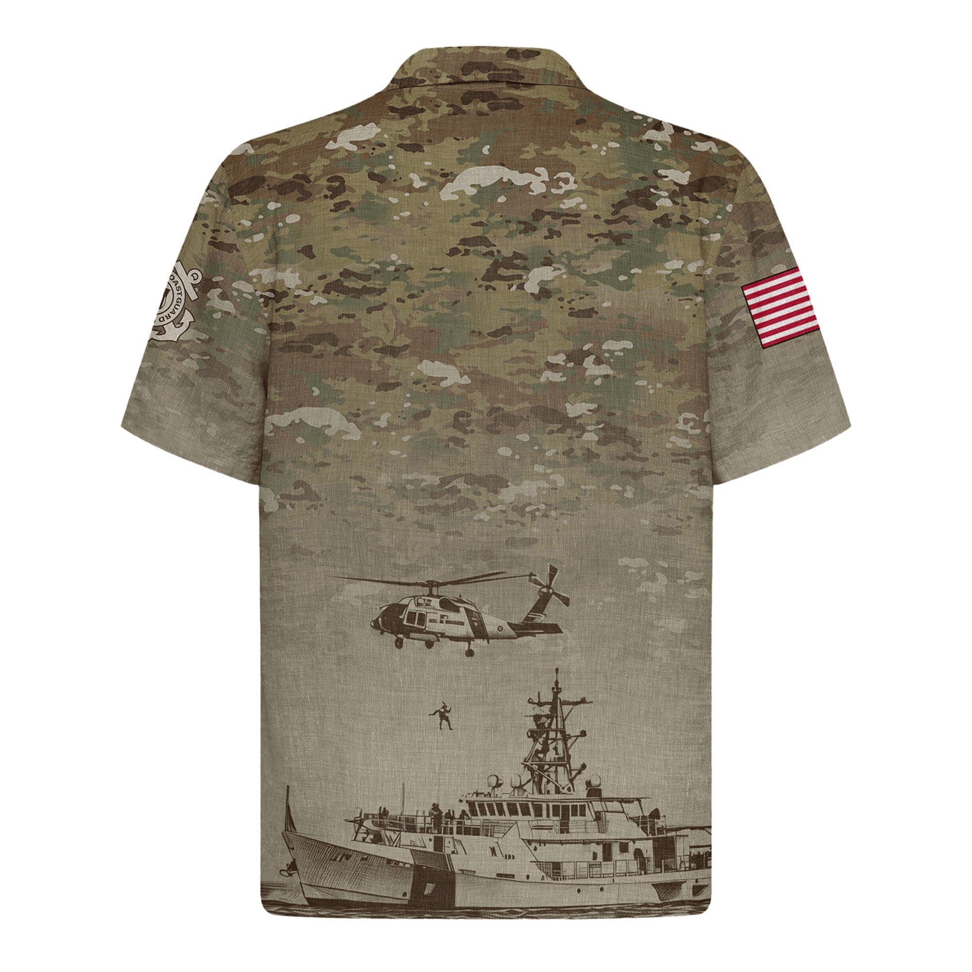 US Coast Guard Hawaiian Shirt, Patriotic Military Aloha Beach Shirt