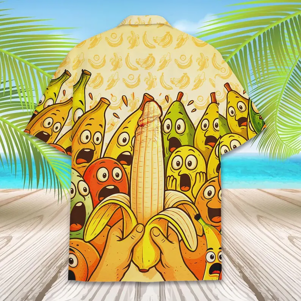 Funny Banana Hawaiian Shirt Cute Tropical Summer Vacation Beach Outfit