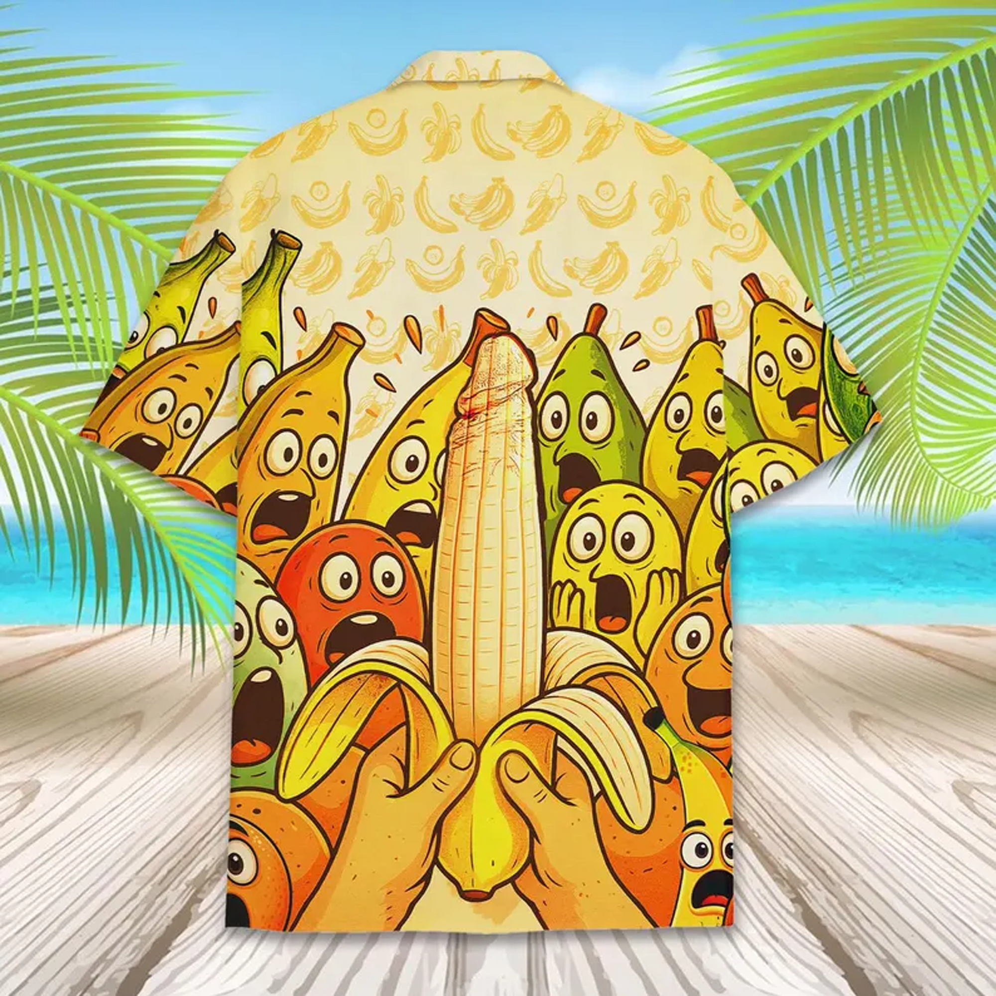 Funny Banana Hawaiian Shirt Cute Tropical Summer Vacation Beach Outfit