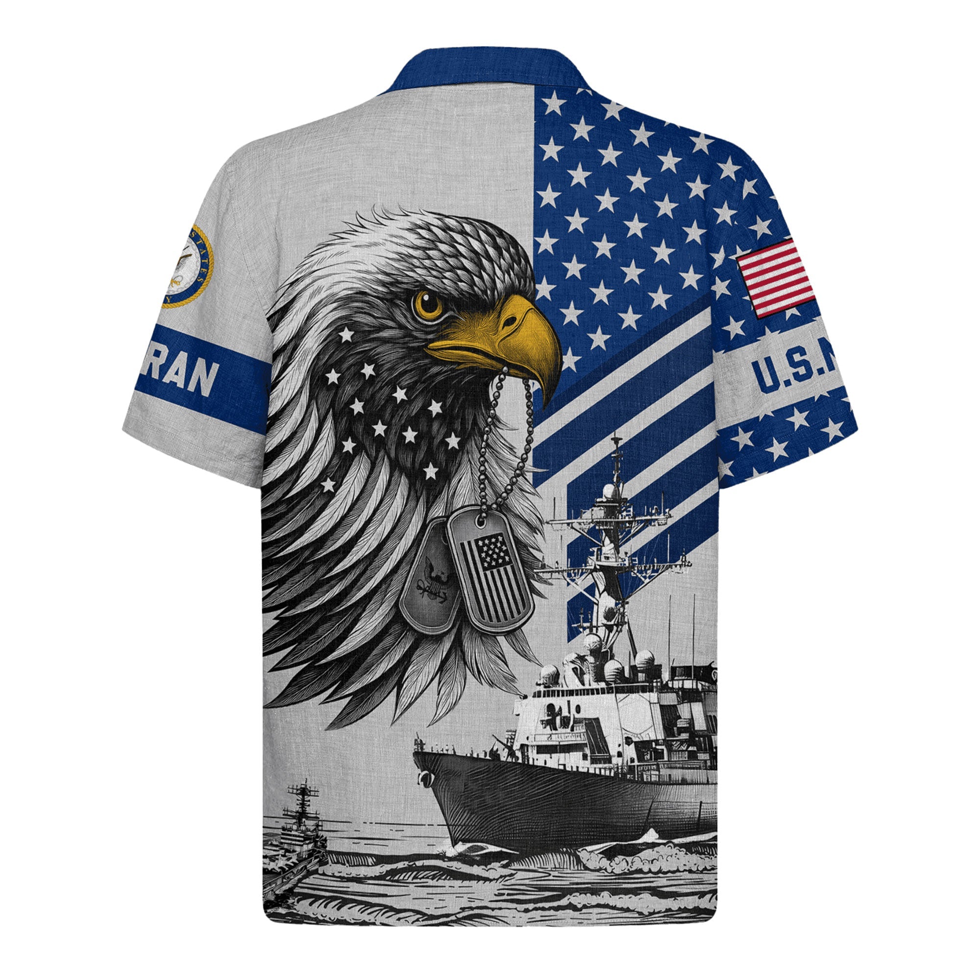 US Navy Veteran Hawaiian Shirt, 250th Anniversary Patriotic Military Aloha Shirt