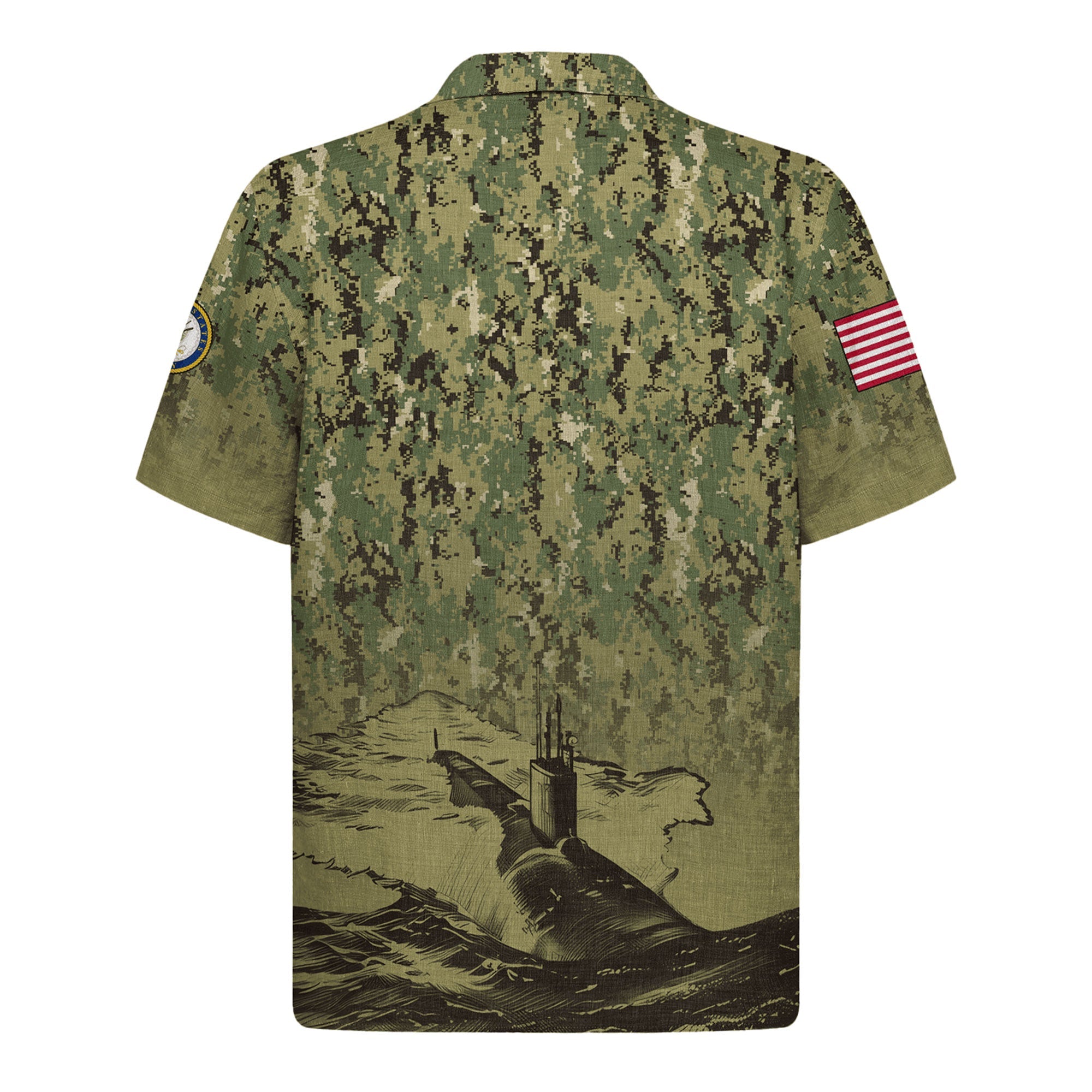US Navy Submarine Beach Shirt, Military Patriotic Aloha Shirt