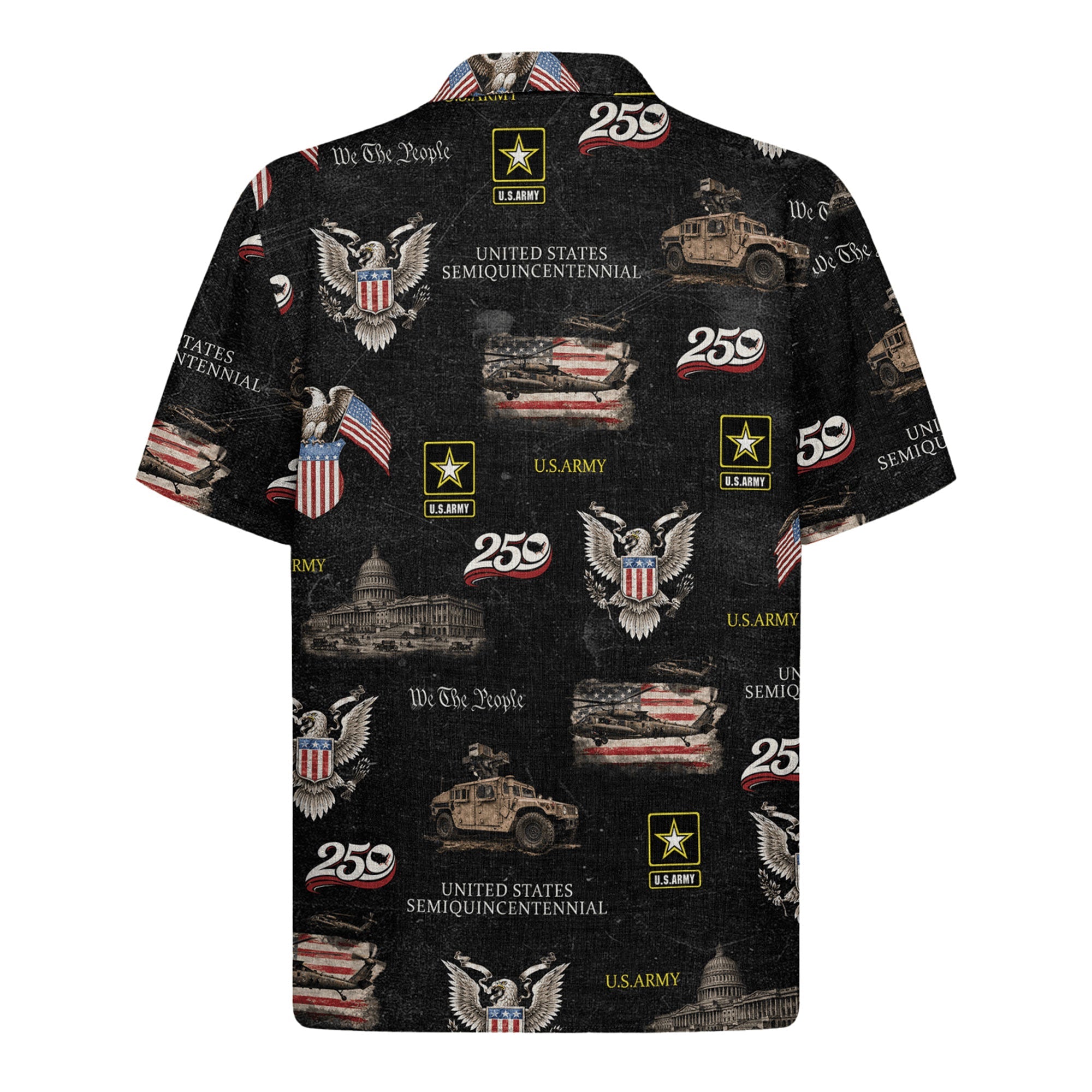 US Army America 250 Aloha Shirt, Patriotic Military Beach Hawaiian Shirt
