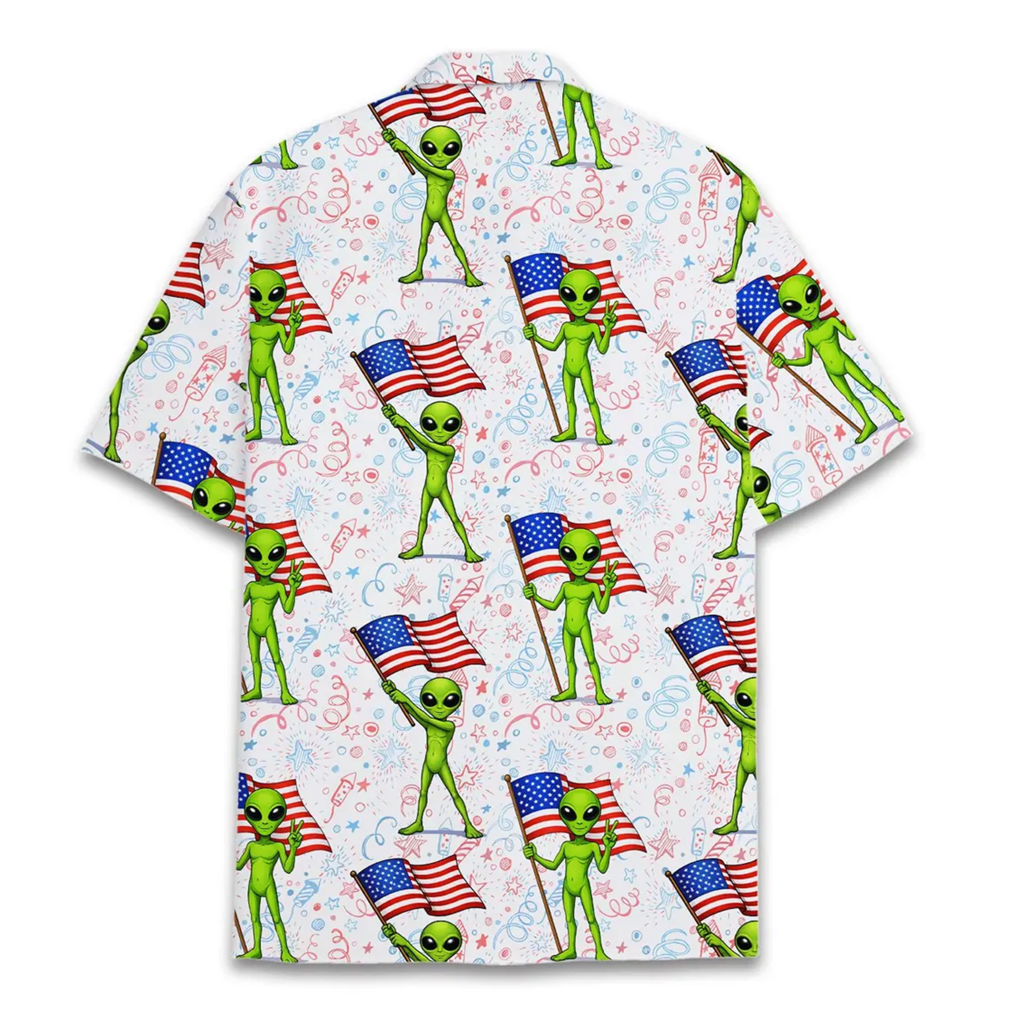 Alien USA Hawaiian Shirt, Funny Independence Day 4th of July Aloha Shirt