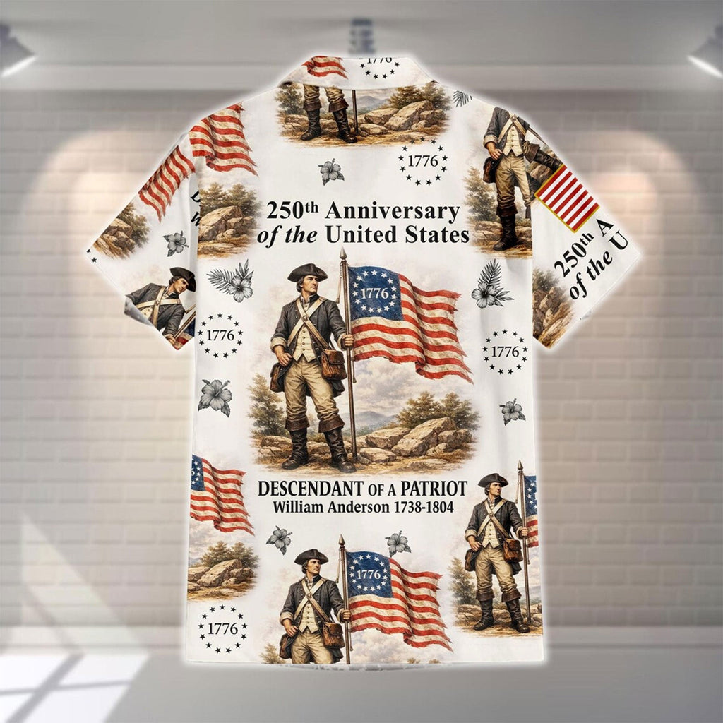 America 250th Anniversary Shirt, Patriotic Independence Day Hawaiian Aloha Shirt