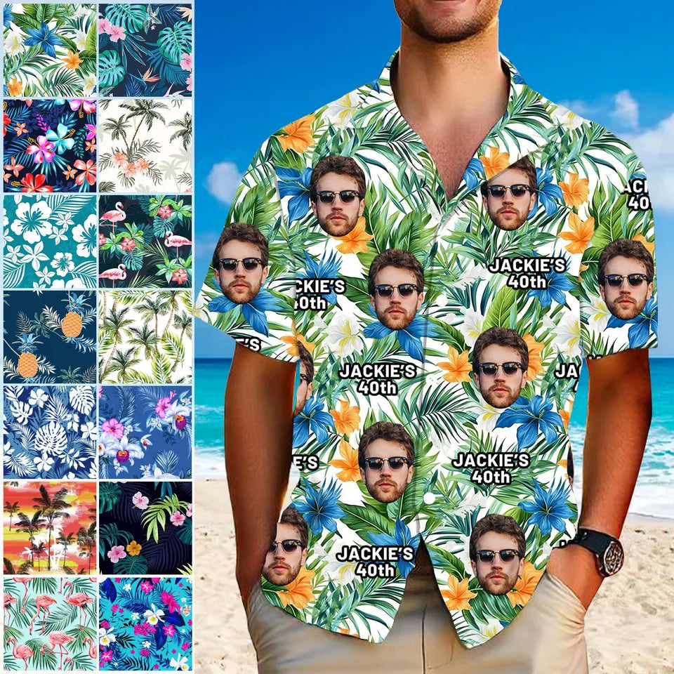 Custom 40th Birthday Hawaiian Shirt with Faces