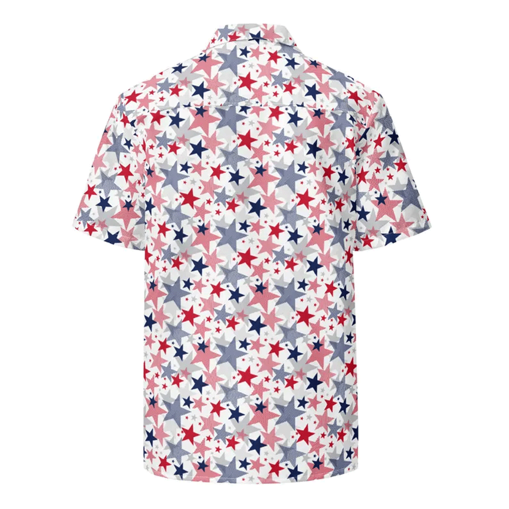 American Flag Hawaiian Shirt  Patriotic Aloha Button Down Quick Dry Unisex Beach Outfit That Stands Out