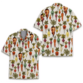 Funny Vegetable Butt Hawaiian Shirt Tropical Garden Aloha Shirt Summer Beach Button Down for Men Women Youth