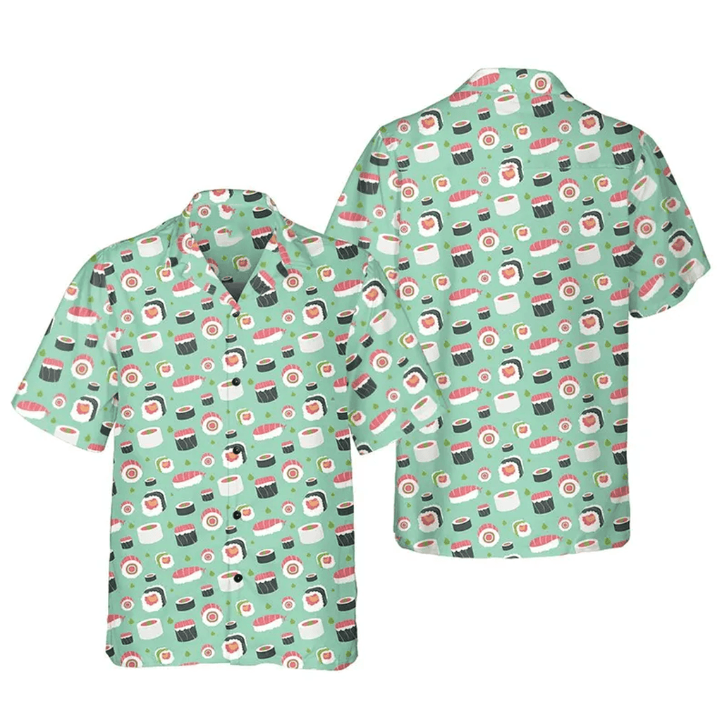 Sushi Hawaiian Shirt Japanese Food Aloha Shirt Funny Foodie Gift Tropical Button Down