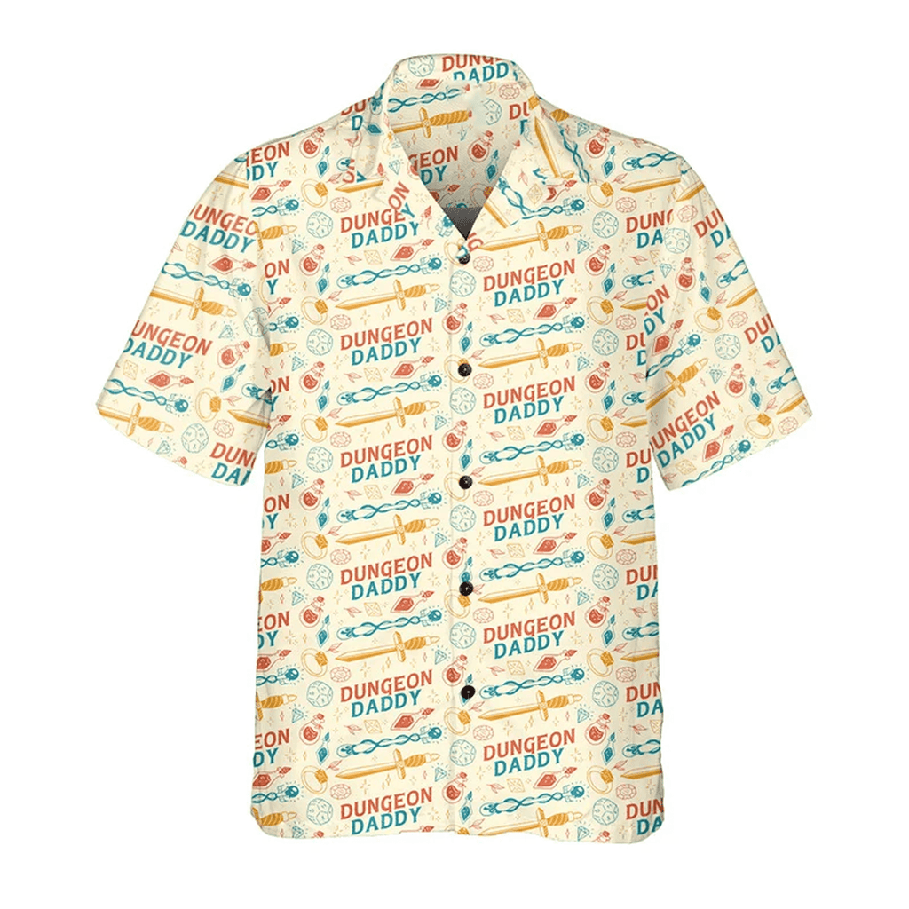 Dungeon Daddy Hawaiian Shirt Funny DnD Gift Dungeon Master Aloha Shirt for Dungeons & Dragons Fans