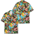 Pineapple Sloth Hawaiian Shirt  Funny Tropical Aloha Summer Button Down Short Sleeve Casual Shirt