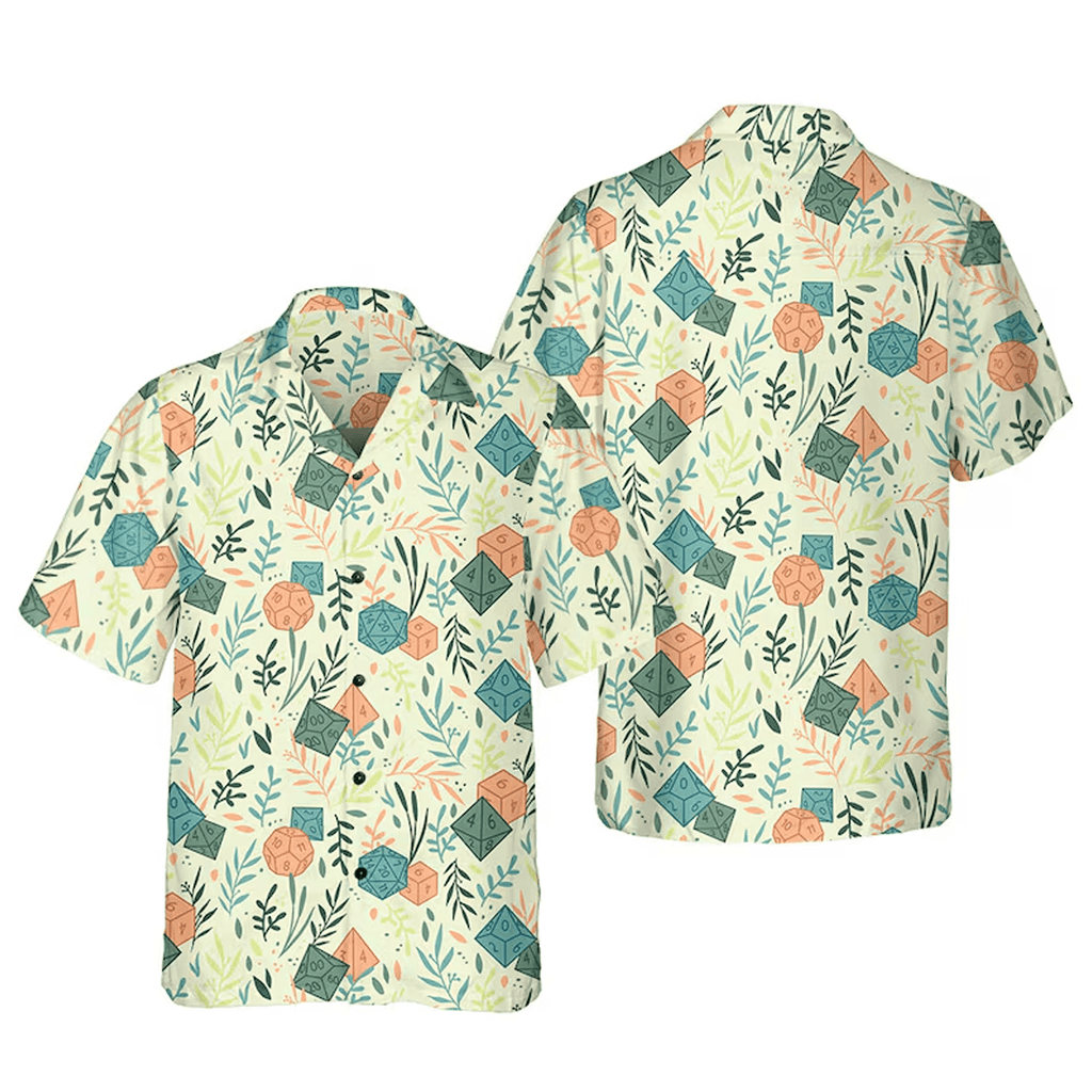 DnD Hawaiian Shirt  RPG Dice Print Aloha Button Up Dungeon Master Gift for Dungeons & Dragons Fans