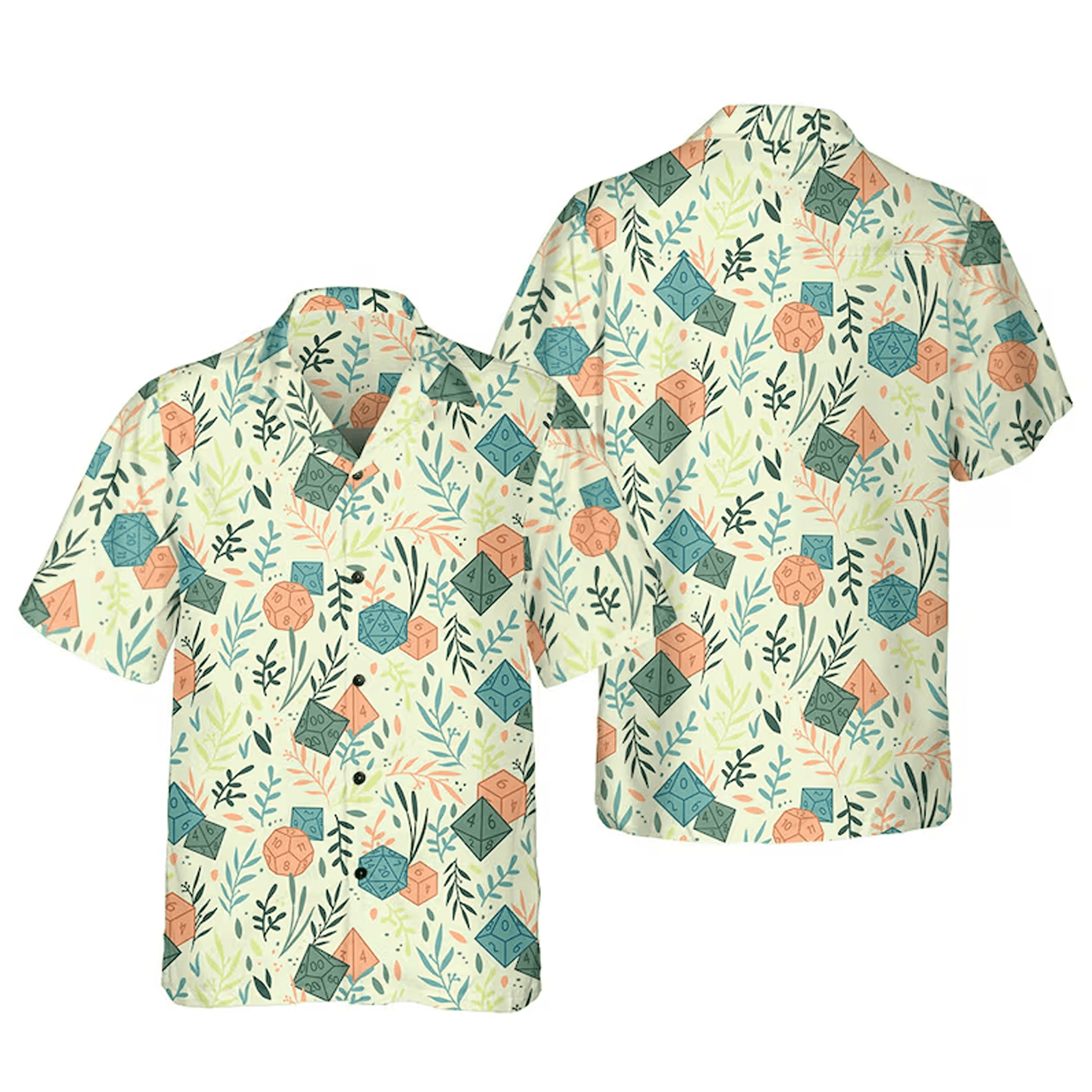 DnD Hawaiian Shirt  RPG Dice Print Aloha Button Up Dungeon Master Gift for Dungeons & Dragons Fans