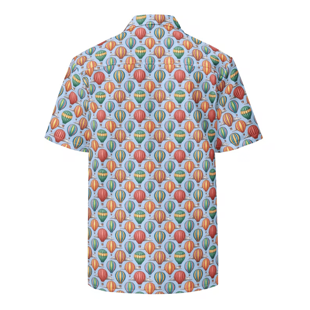 Hot Air Balloon Hawaiian Shirt Sky Festival Aloha Shirt Balloon Print Button Down Beach Outfit