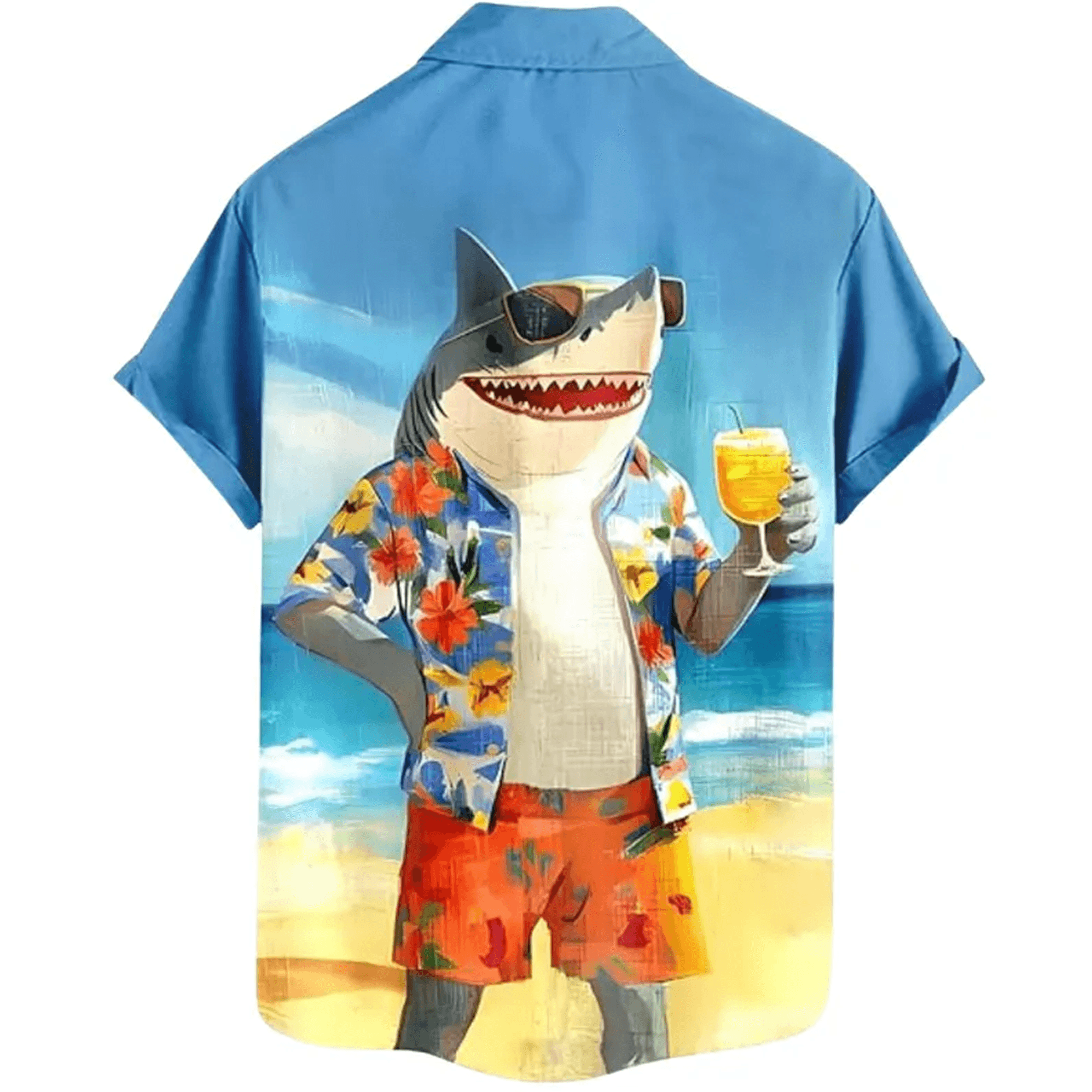 Shark Hawaiian Shirt  Funny Beach Button Up Tropical Shark Aloha Shirt for Ocean Lovers