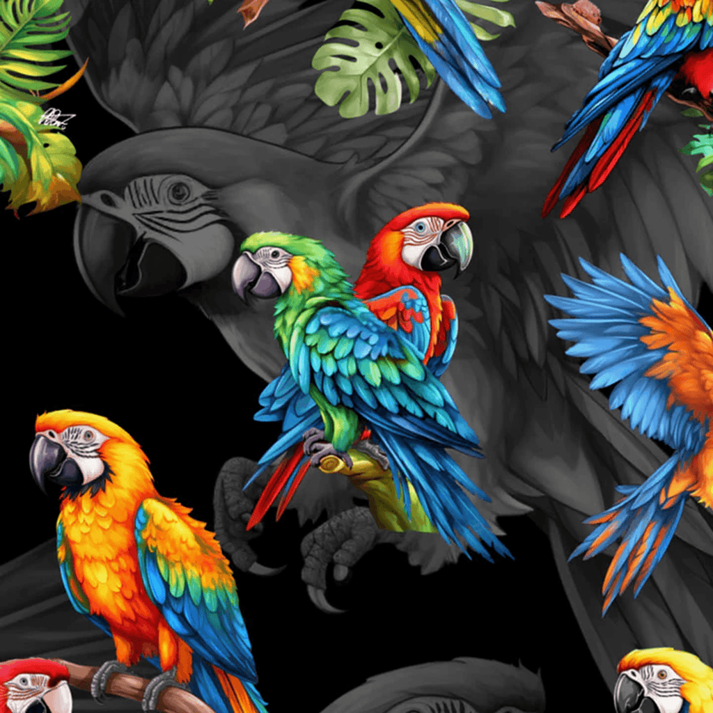 Colorful Parrot Hawaiian Shirt for Men Tropical Aloha Button Down Summer Beach Vacation Outfi