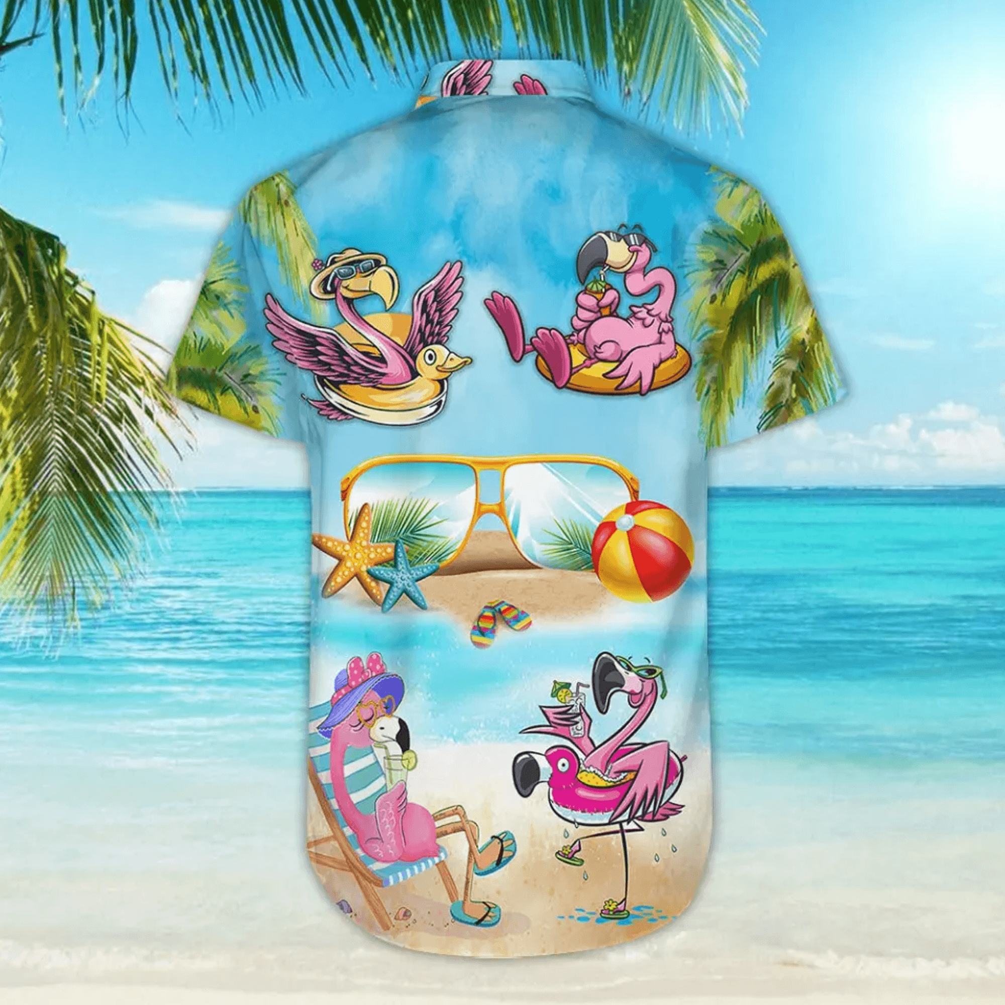 Pink Flamingo Cocktail Hawaiian Shirt  Tropical Aloha Button Down Summer Beach Party Outfit That Gets Compliments