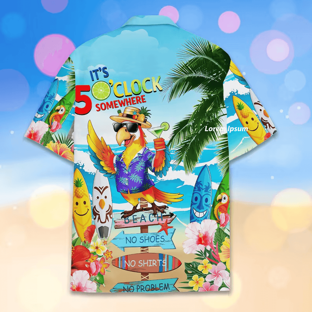 Tropical Parrot Hawaiian Shirt Men Women Youth Parrot Shirt ButtonUp Short Sleeve