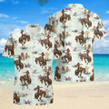Cowboy Hawaiian Shirt  Western Aloha Button Down 90s Summer Outfit for Men That Stands Out