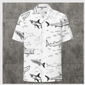 Shark Hawaiian Button Shirt  Ocean Shark Aloha Shirt Summer Beach Button Down