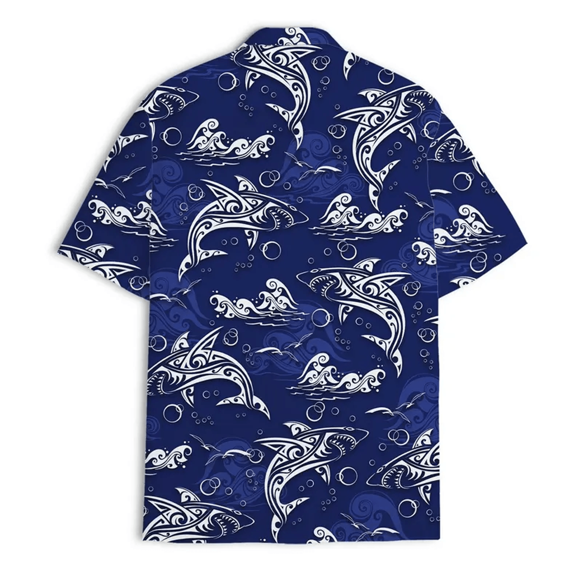 Neon Shark Hawaiian Shirt  Cyberpunk Jellyfish Aloha Shirt, Short Sleeve Button Down for Men Women Youth