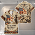 Personalized USA 250th Anniversary Hawaiian Shirt  Custom Descendant of Patriot 4th of July Aloha Shirt