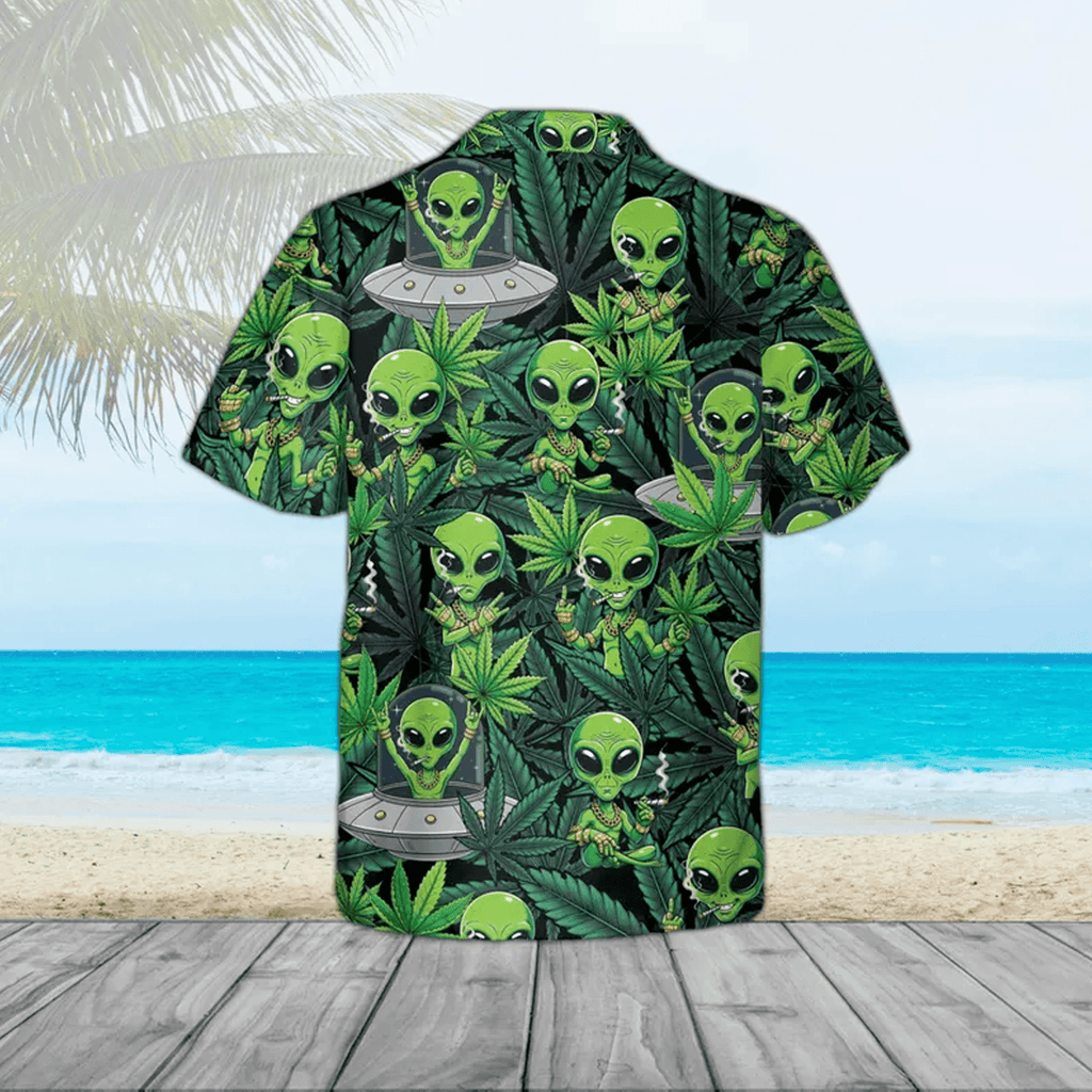 Alien Hawaiian Shirt  Funny Green Alien AOP Space Theme Button Up for Kids & Adults