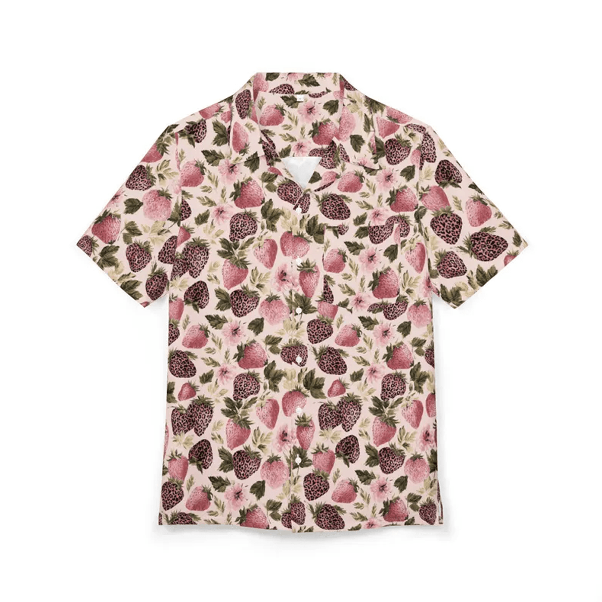 Pink Strawberry Floral Hawaiian Shirt Unisex Button Down AOP Cute Summer Shirt for Mom or Dad