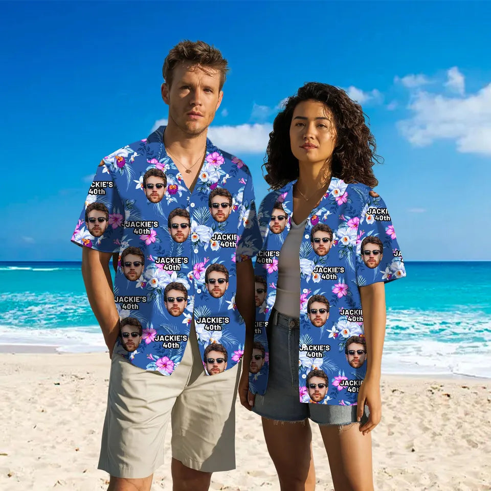 Custom 40th Birthday Hawaiian Shirt with Faces