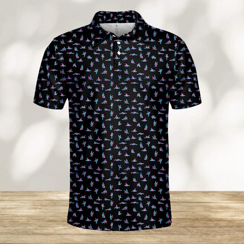 Funny Golf Polo Shirt for Men, Lightweight Short Sleeve Button-Up Golf Shirt, Summer Golf Shirt for Golf Lovers