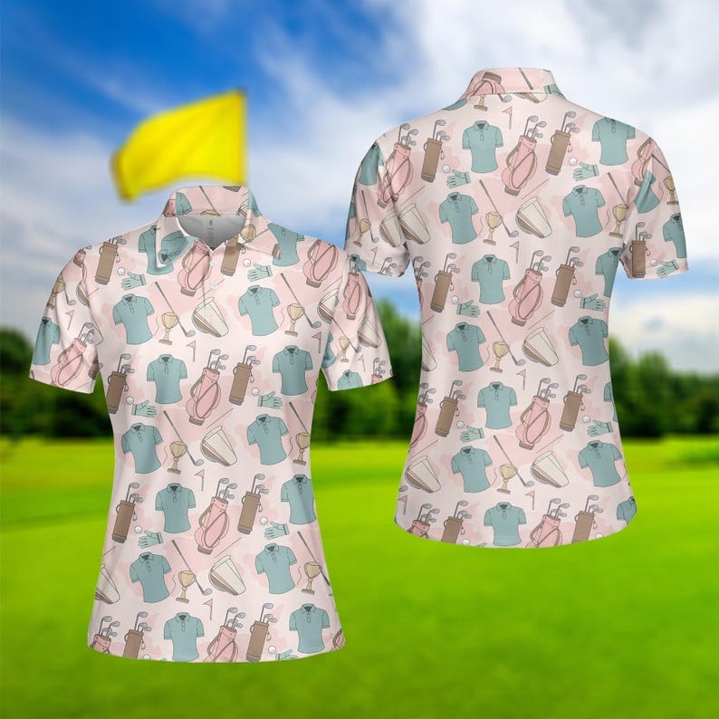 Women's Pink Golf Polo Shirt, Slim Fit Pique Knit Performance Golf Top
