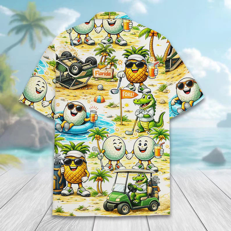 Florida Golf Hawaiian Shirt for Men Women, Aloha Beach Vacation Shirt, Summer Tropical Golf Shirt Gift